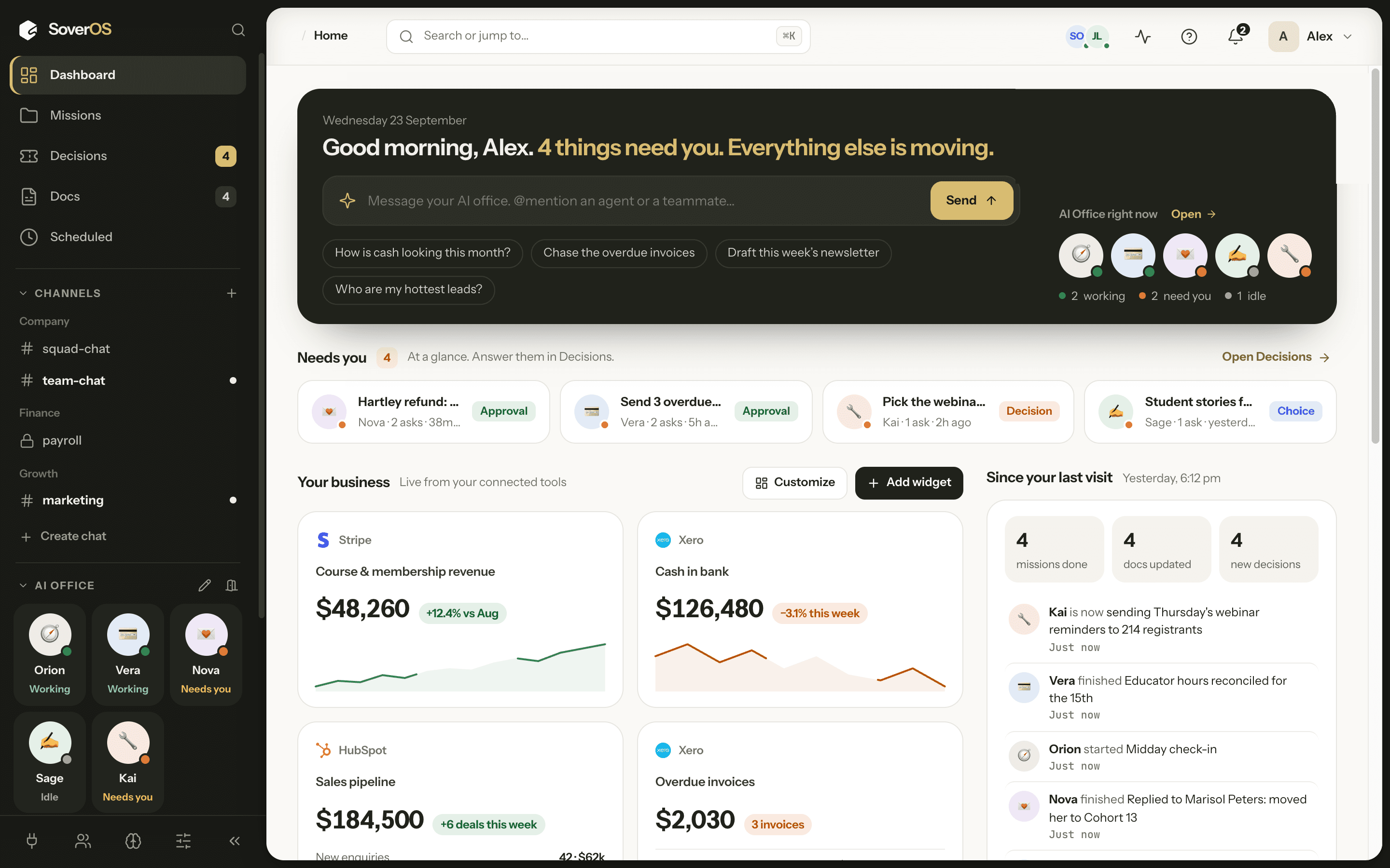 The SoverOS dashboard